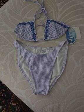 Lavender Gingham Bikini Set - Women's Two-Piece Swimwear